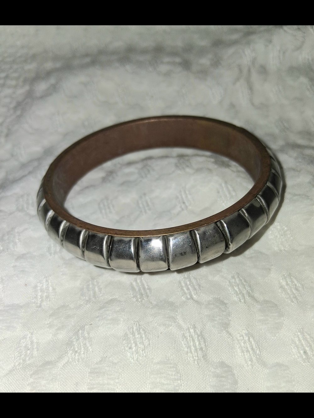 Silver-Tone Ribbed Bangle Bracelet